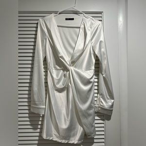 Shein White satin long sleeve dress size S